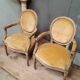 Pair of Louis XVI style medallion armchairs