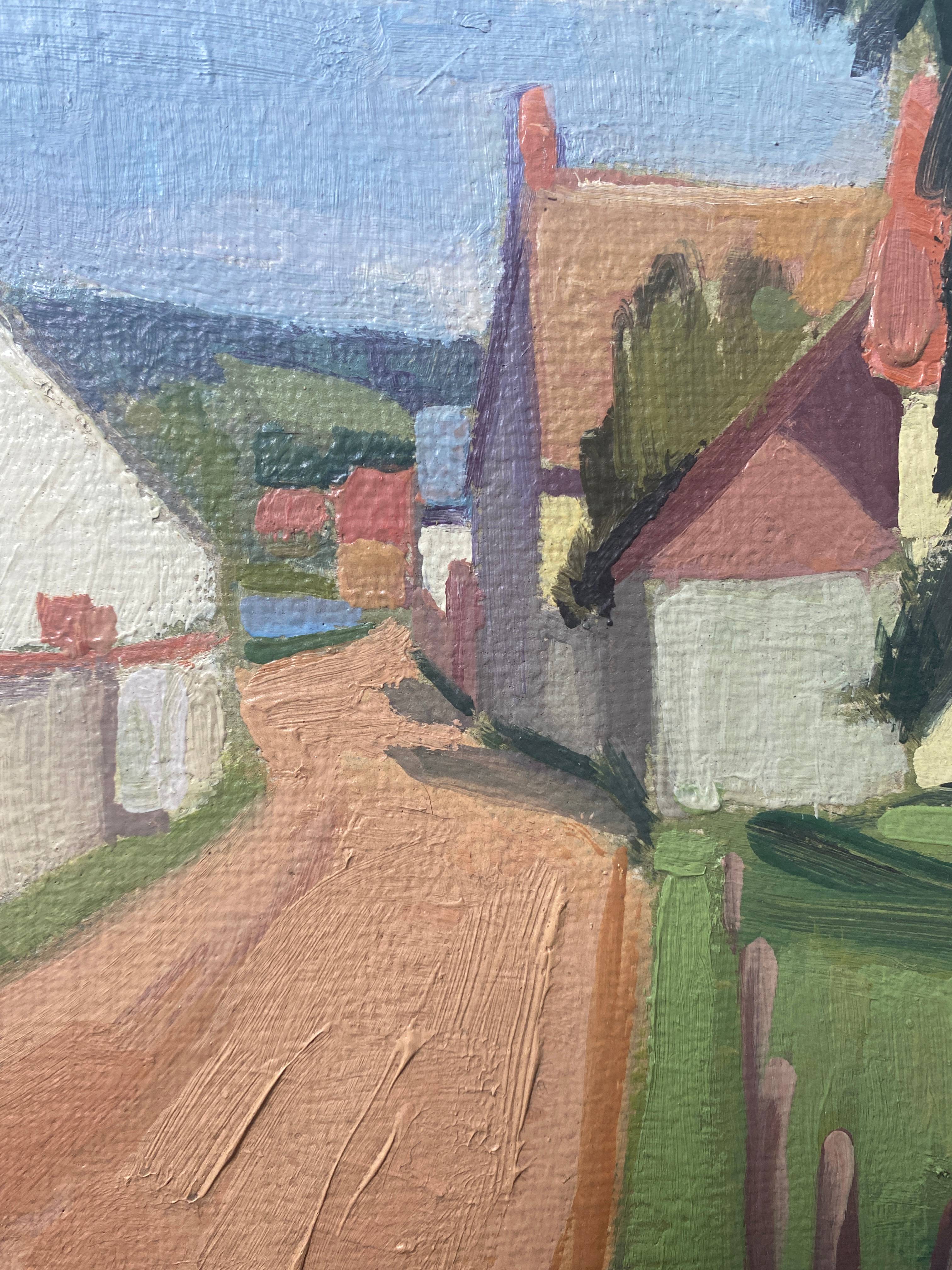 HST painting "Village of Jouy sur Eure" by Léon Gaudeaux (1893 / 1947)