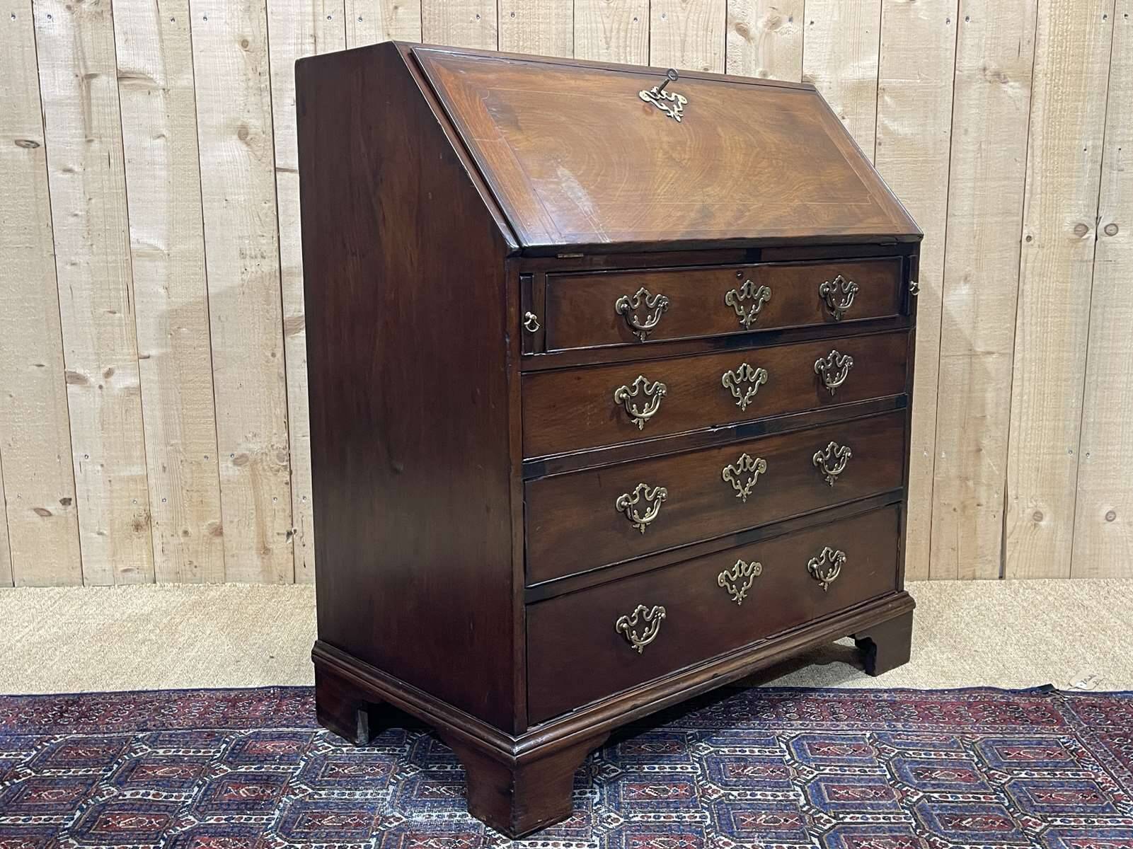 English donkey desk in Georgian style dating from the 19th century in mahogany and oak