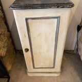 Small buffet early 20th century in beige and gray patinated wood with shelf