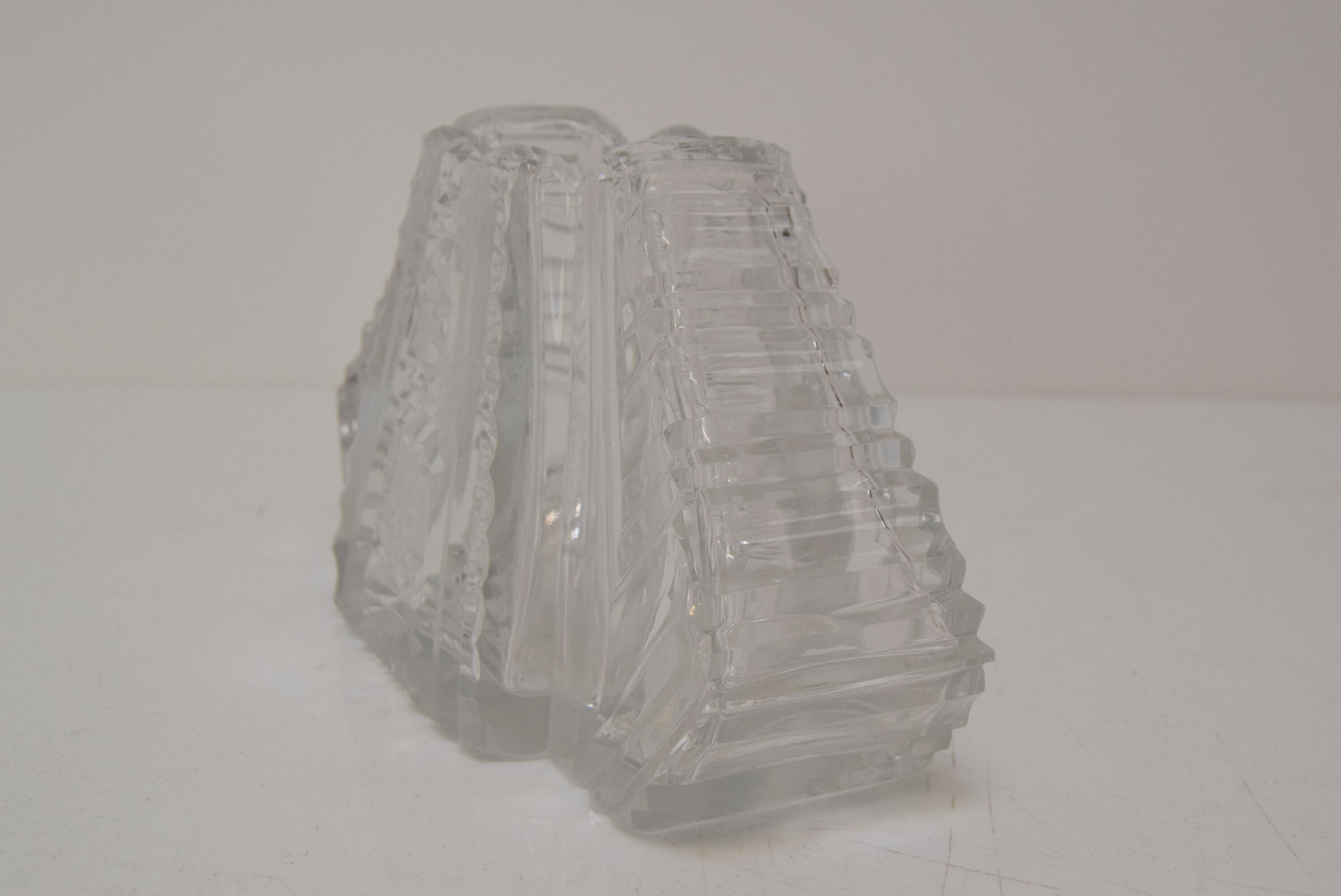 Vintage Cut Crystal Glass Vase, Glasswork Novy Bor, 1950's.