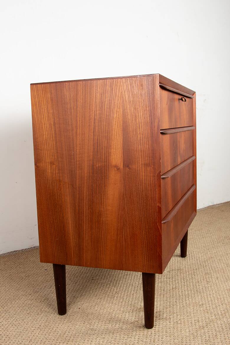 Commode 4 tiroirs en teck, Danemark 1960