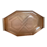 Ancien plat plateau en verre rose style Rosaline A