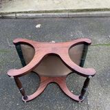 Chesterfield pouf in olive green leather, footstool