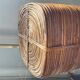 Rattan plant pot rimmed with brass from the 60s and 70s