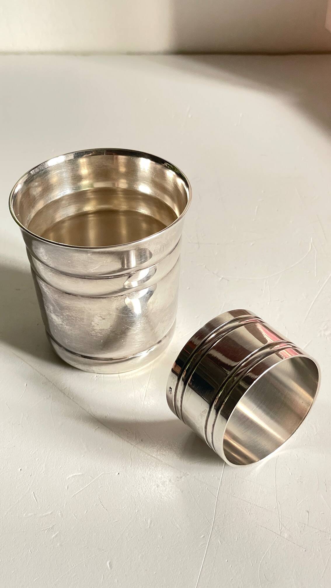 Silver-plated glass and napkin ring by UDNER