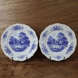 Set of 2 Sarreguemines flat plates, Romantic model, 25cm