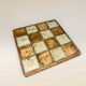 Enamelled Stoneware & Wood Trivet Brutalist Style 70s
