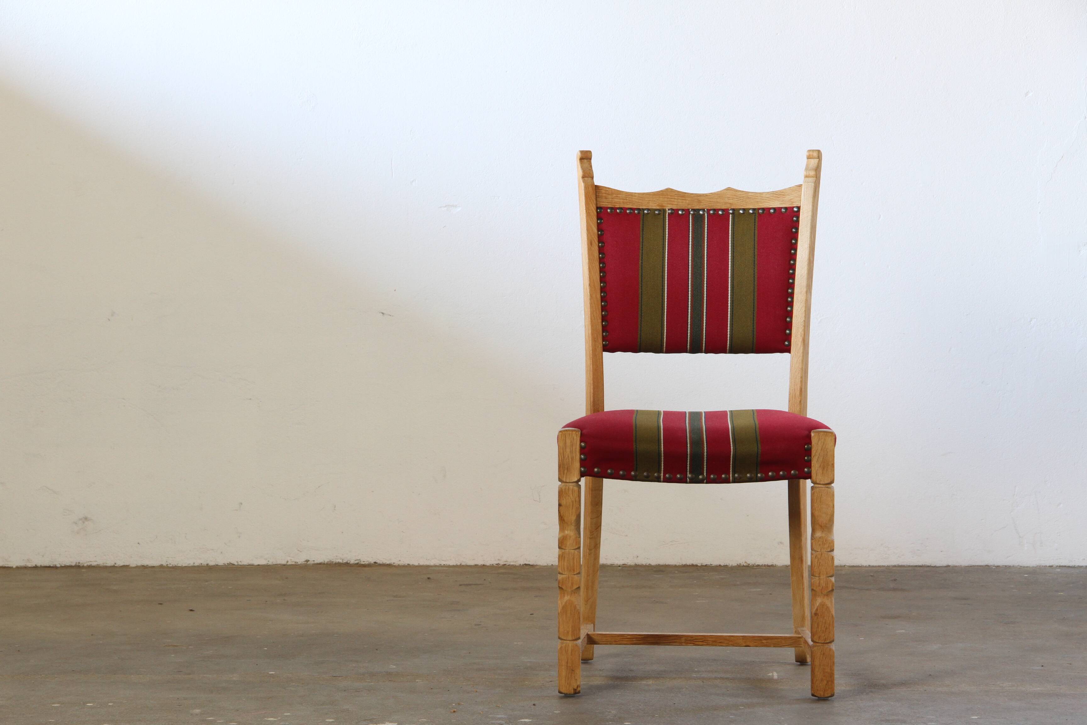 Lot of 6 Vintage Danish Brutalist Oak Dining Chairs, Henning Kjærnulf Style, 1960s