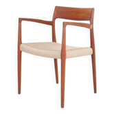 Fauteuil “57” par Niels Otto Møller / Teck / Corde à papier / Entièrement restauré / Années 1960 / Années 1970 / Design danois moderne