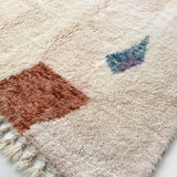 Moroccan Berber carpet Boujaad ecru and pink with colorful patterns 250x160cm