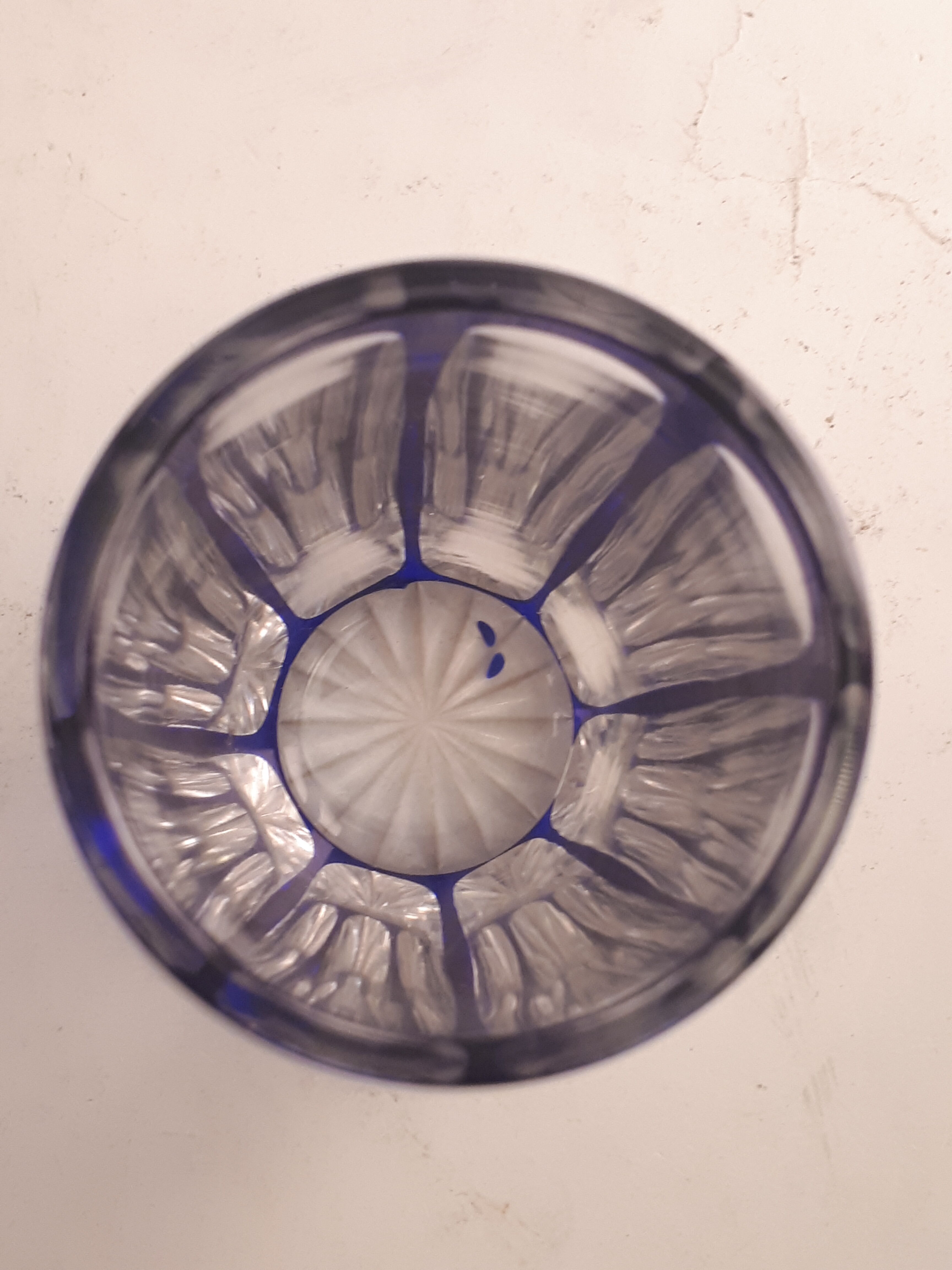 Set 5 glasses crystal liqueur style Saint Louis Baccarat blue