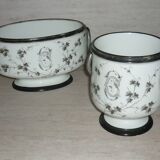 Painted porcelain planter and pot signed P. AGIN