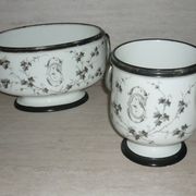 Painted porcelain planter and pot signed P. AGIN