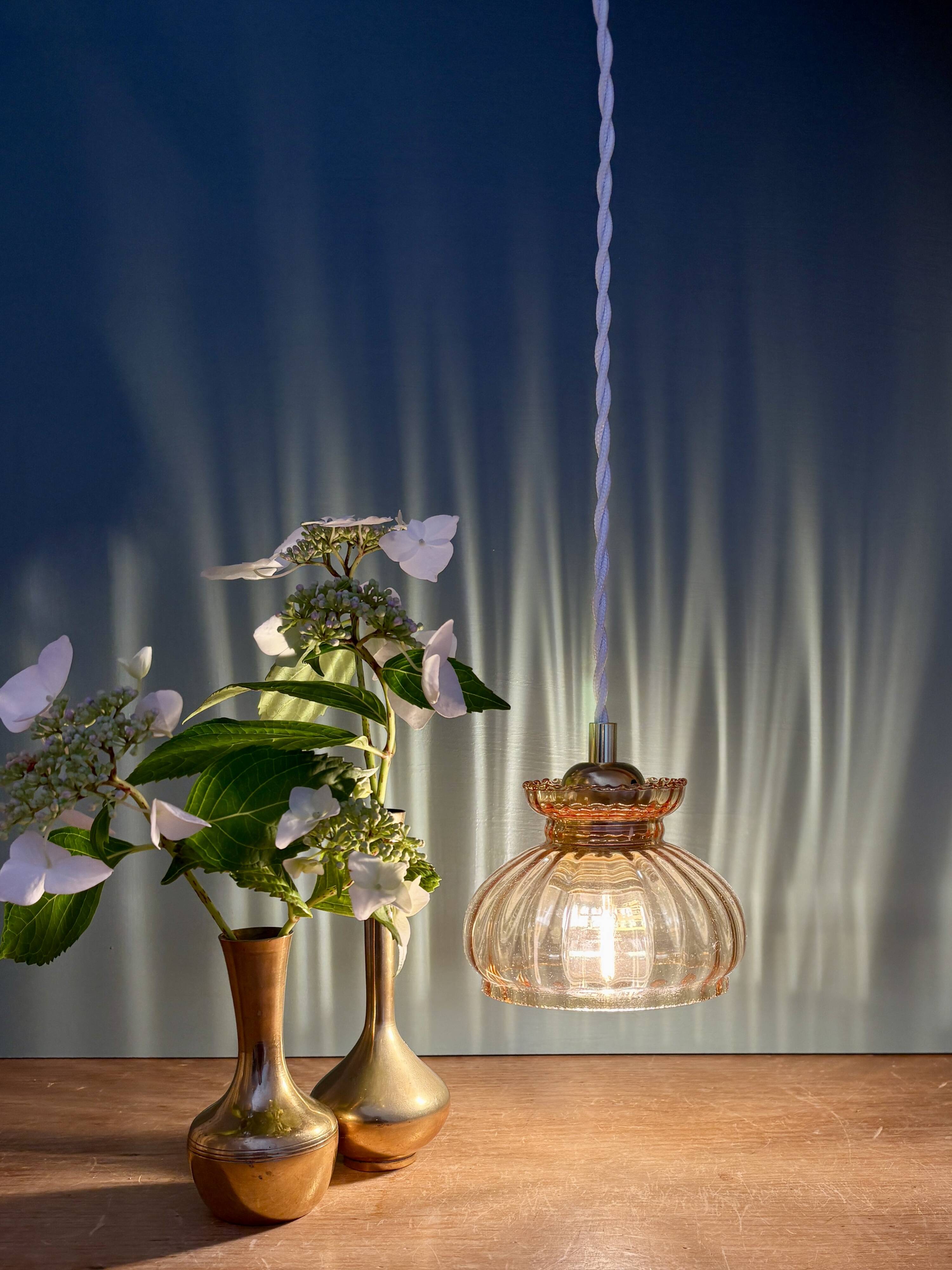 Vintage amber glass lampshade pendant light