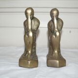 Pair of greenhouses books bronze the thinker by Rodin