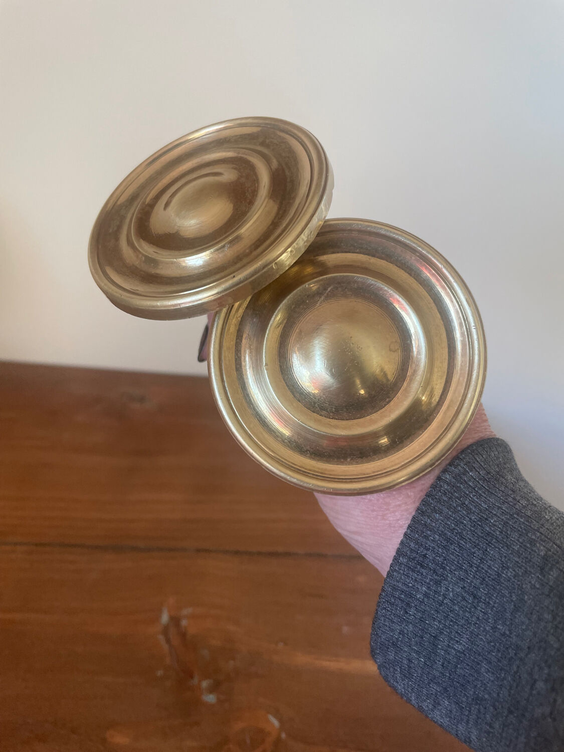 2 golden brass curtain tiebacks