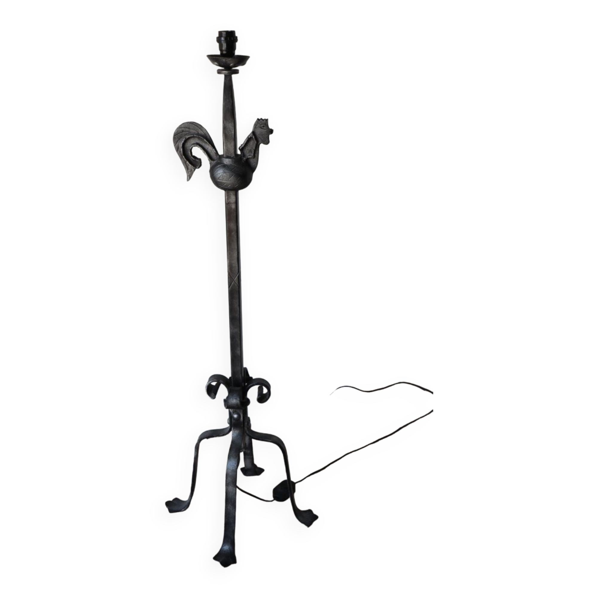 Brutalist floor lamp "Le chant du Coq" in wrought iron, 1950