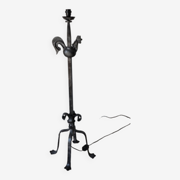 Brutalist floor lamp "Le chant du Coq" in wrought iron, 1950