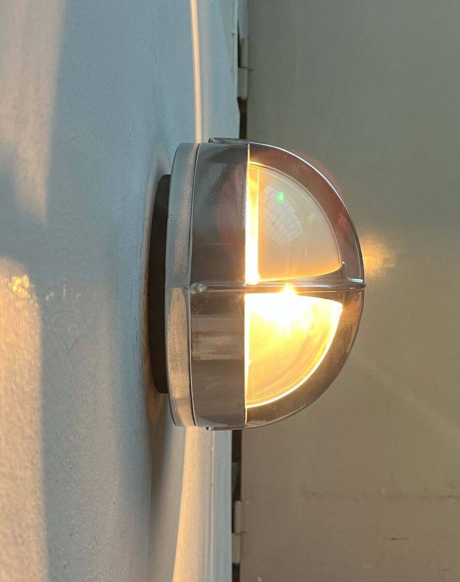 Mid-century Danish metal outdoor wall light model Pirate by Eva Koppel, Nils Koppel, Gert Edstrand for Nordisk Solar, 1960s.