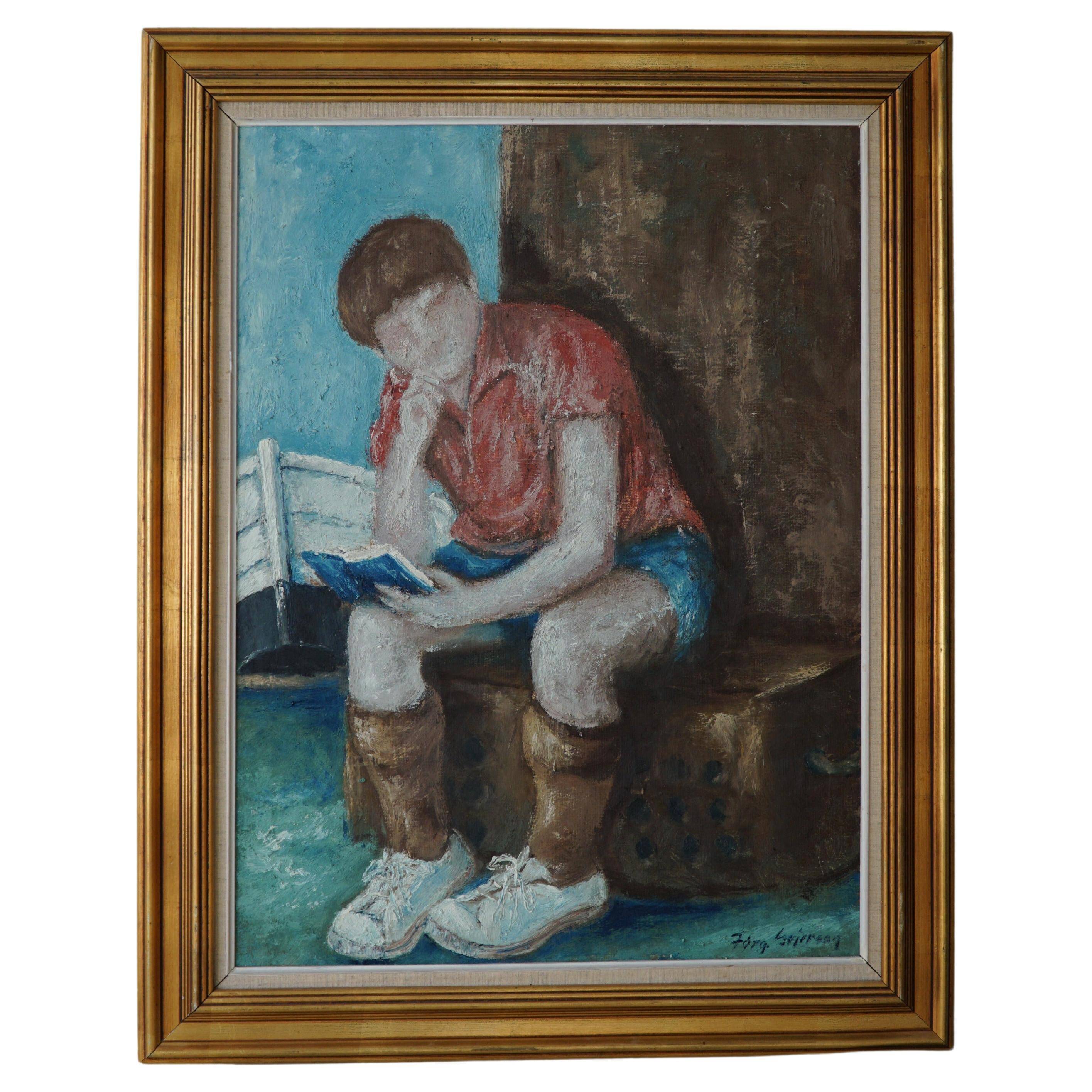 Oil painting by Jørgen Sejersen, Mid-century Modernism, 1960s