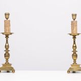 set solid Brass Gothic Revival Table Lamps 1950s