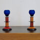 Pair of bedside lamps 1980 blue glass