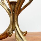 Vintage brutalist floral metal candlestick