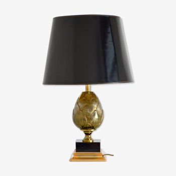 Vintage artichoke gold table lamp 1970