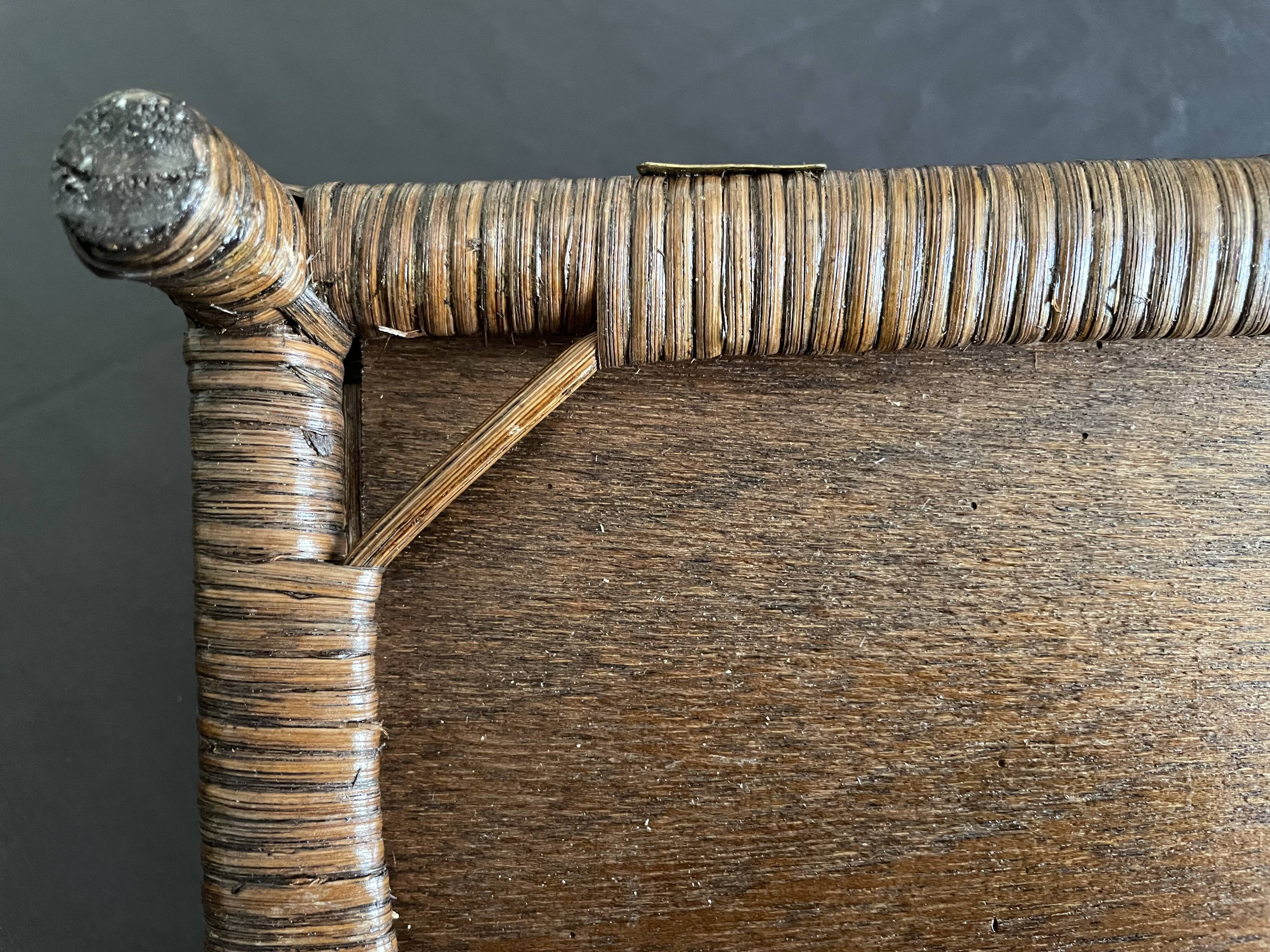 Brown rattan wall shelf
