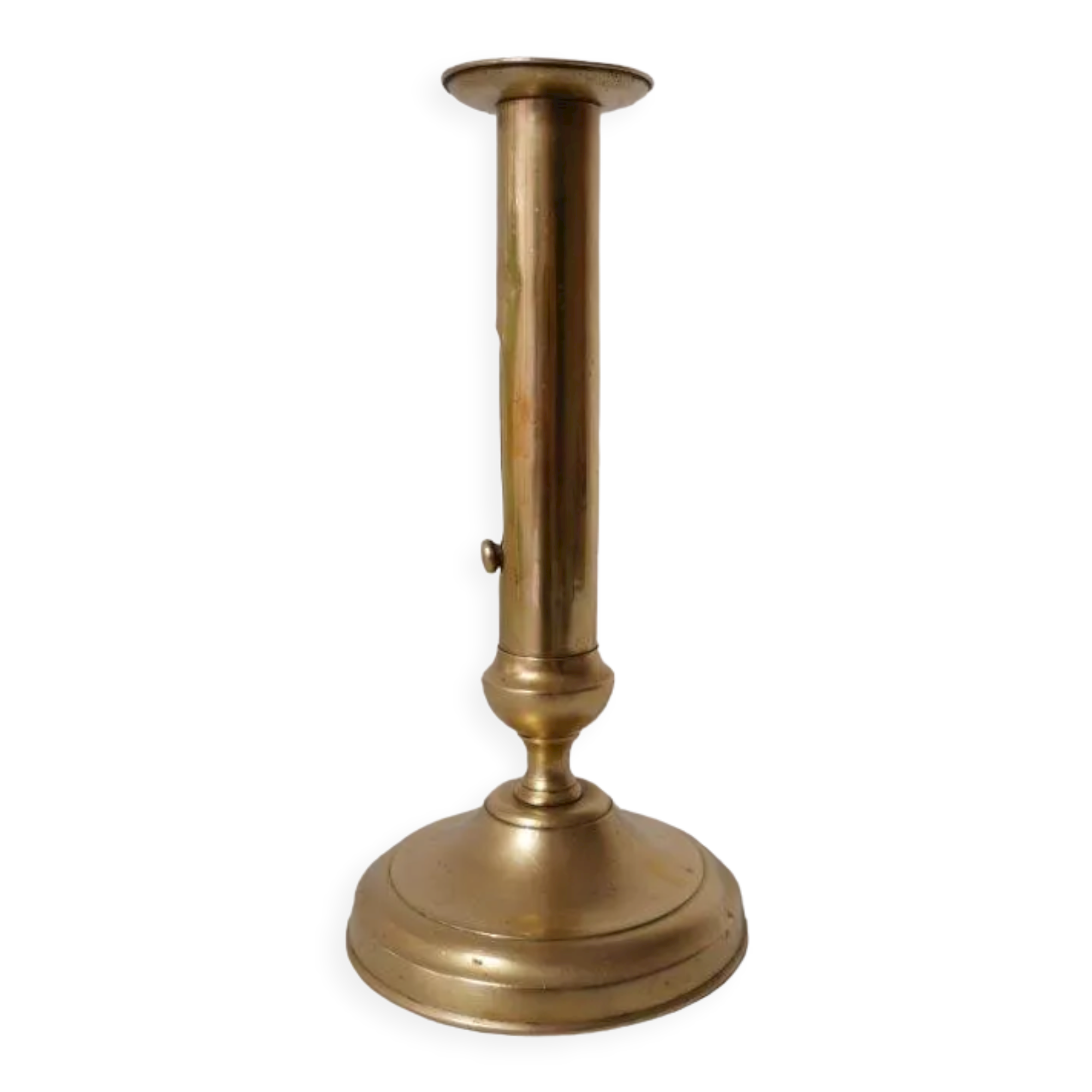 Brass candle holder with pusher