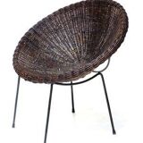Mid-Century Italian Rattan Armchairs & Table Set, 1950s, Set of 3