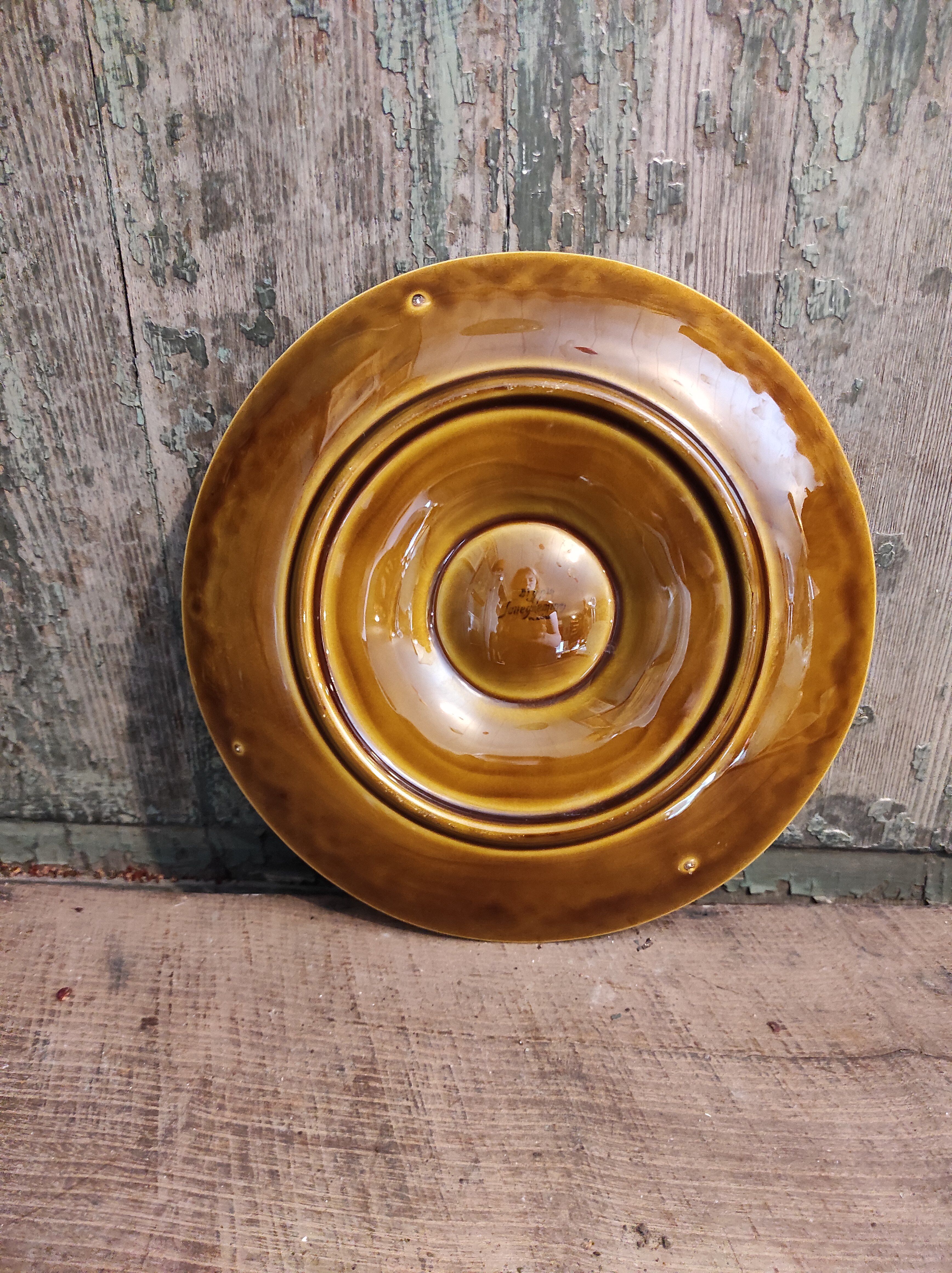 Art Deco French majolica oyster plate from Sarreguemines