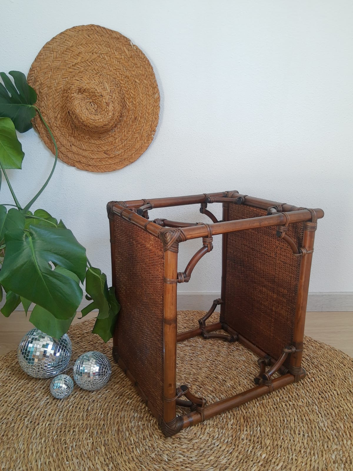 Vintage rattan side table