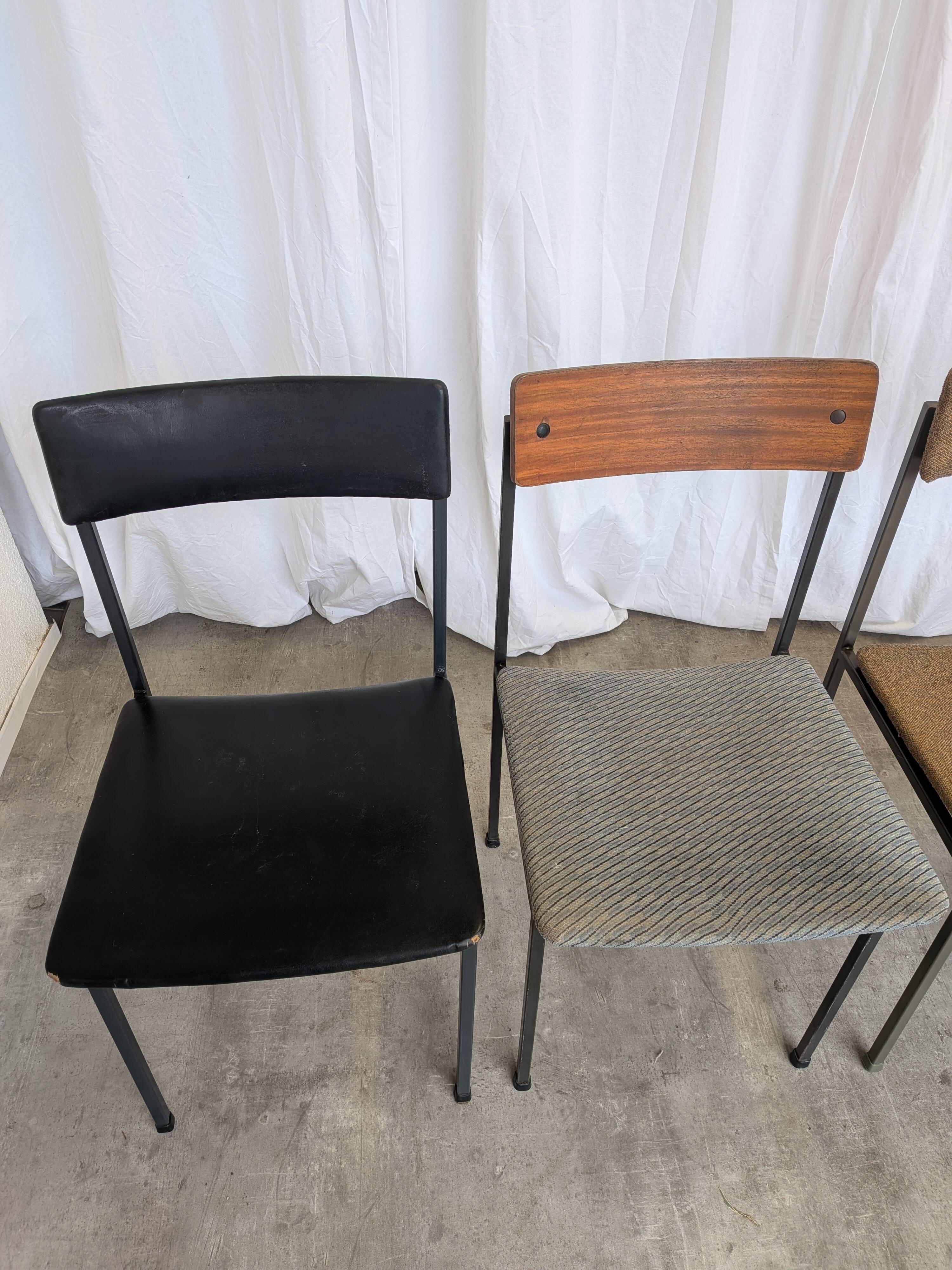 Set of 4 - Mix & Match Vintage Industrial Dining Chairs - 1970s Stol Kamnik