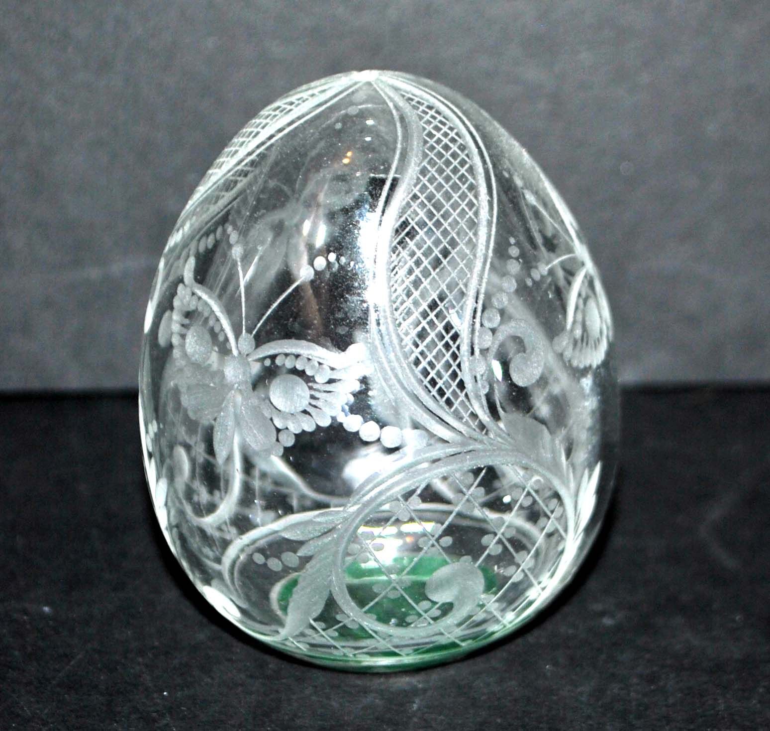 Fabergé egg in crystal engraved "butterfly" faberge modern russia 6.5cm