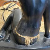 Pied de lampe plâtre femme africaine signé Pagliani