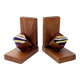 Mid-Century pair of wooden and enamel bookends, 1960s