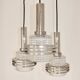 Modern pendant lamp, 1970s, metal and glass, 3xE27