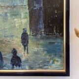 Mid-Century Modern Swedish "City Dream" Vintage Oil Painting, Framed
