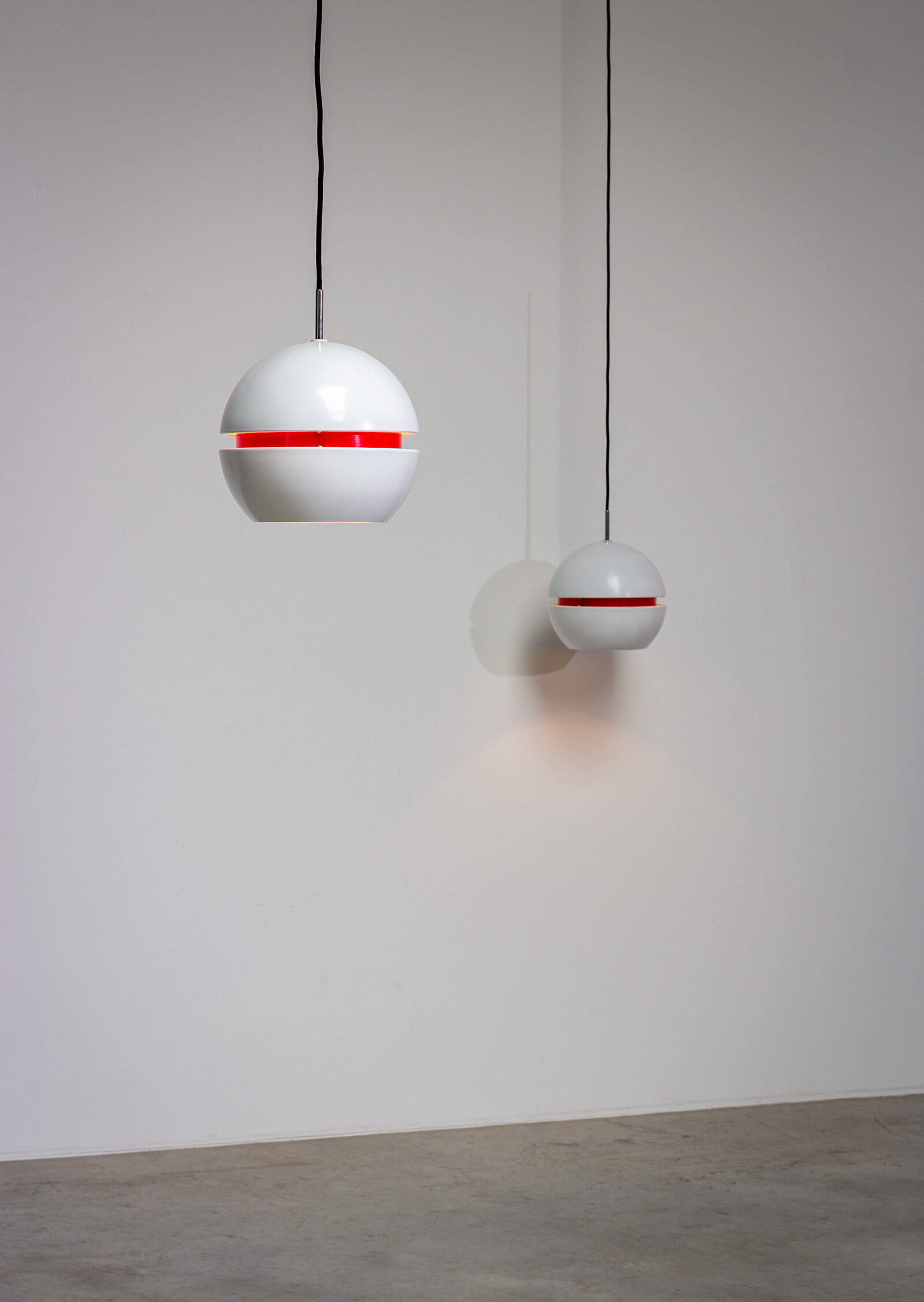 Pair of pendant lamps by Stilnovo Italy 1950