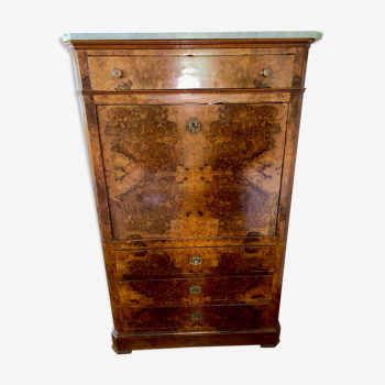 Secretary Louis Philippe in walnut bramble and marble tray