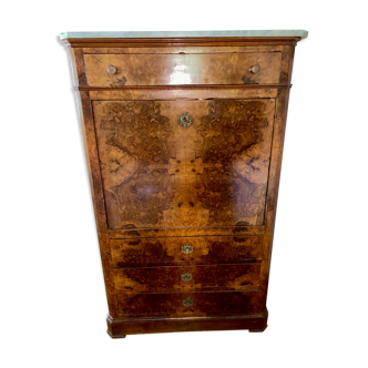 Secretary Louis Philippe in walnut bramble and marble tray
