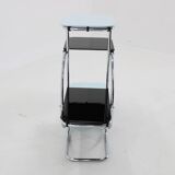 Etagere Bauhaus chromée des années 1930 avec verre Opaxy, Tchécoslovaquie