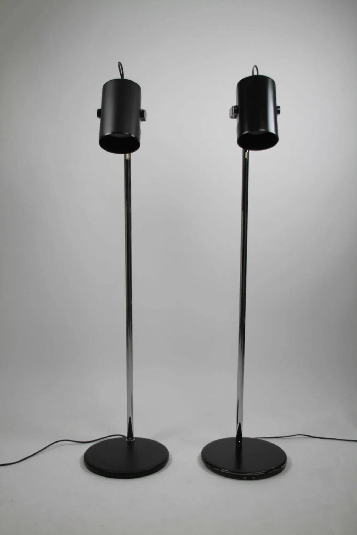 Pair of Black and Chrome “Orion” Floor Lamps by Per Sundstedt for Ateljé Lyktan, Sweden, 1960s