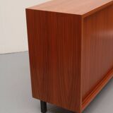 1960s walnut sideboard with sliding doors, 120cm