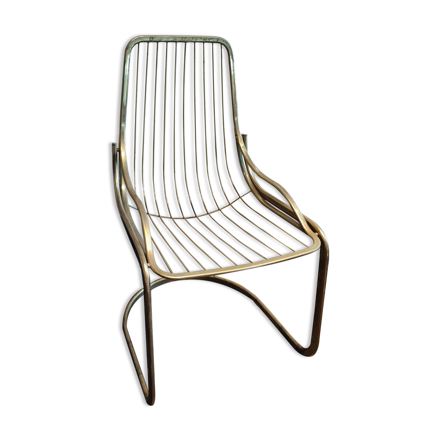 Tubular metal chair covered with gilding