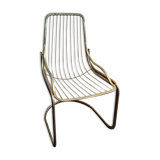 Chaise métallique tubulaire recouverte de dorure