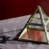 4 anciennes boites à bijoux en verre, laiton et miroir