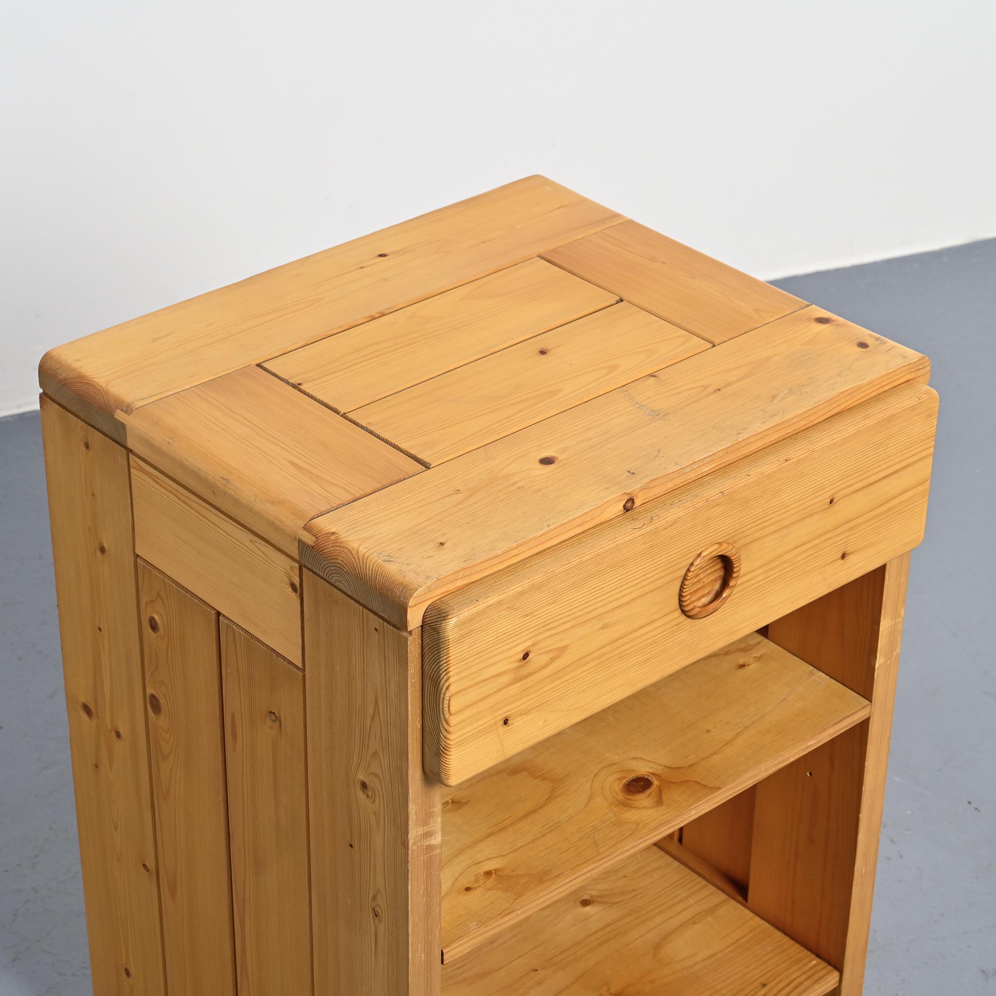 Nightstand made of solid pine, circa 1975.
